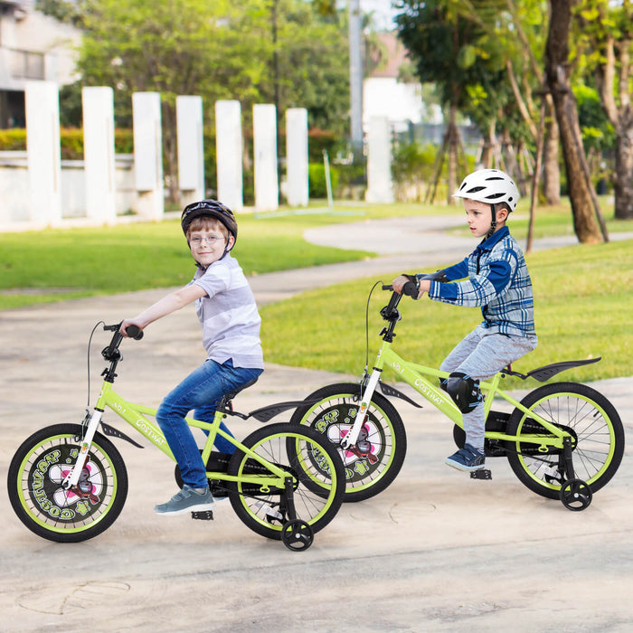 Costway 18\" Kid's Bike For 4-8 With Height-adjustable Handlebar & Saddle Handbrake Green