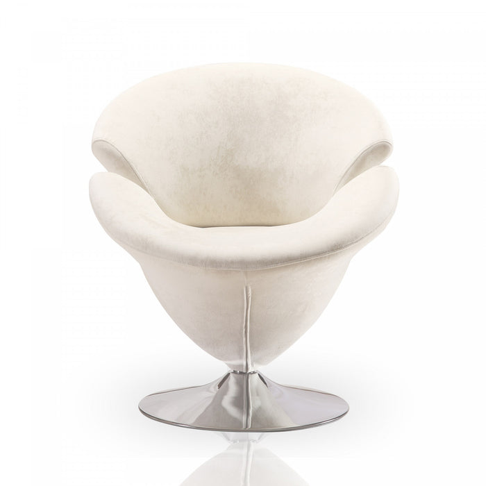 Tulip Modern Velvet Swivel Lounge Chair in White - Set of 2