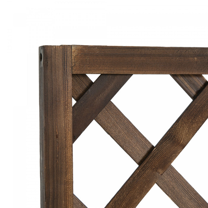 Outsunny 2.4 X 1 X 4.9 Ft Garden Wooden Pine Trough Planter With Topped Trellis Climbing Plants Flower Raised Bed, Carbonized