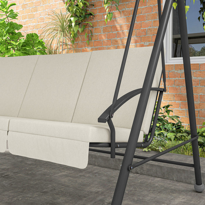 Outsunny 3-seat Patio Swing Chair With Adjustable Canopy And Cushions