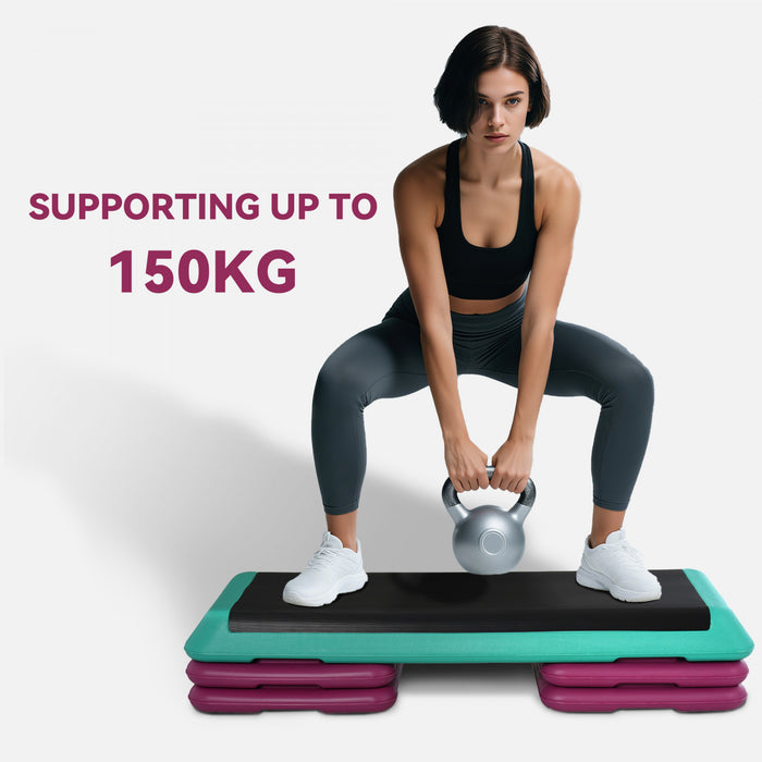 Soozier 3-Level Aerobic Stepper, 3.9\"/5.9\"/7.9\" Steppers for Exercise Workout with Non-Slip Top, Compact Fitness Equipment for Home, Office, Indoor, Outdoor, Multicolour