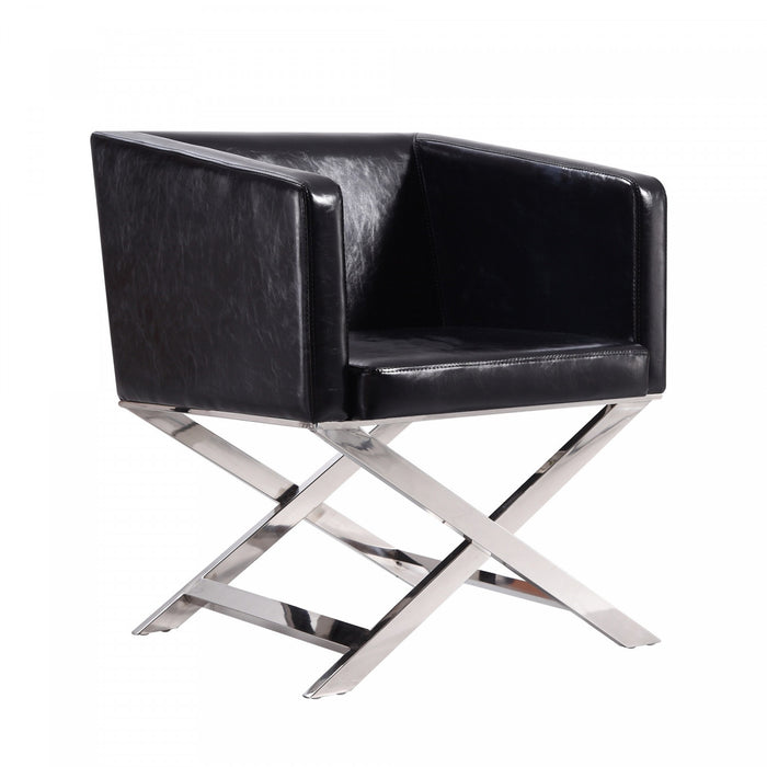 Hollywood Contemporary Vegan Leather Accent Armchair in Black - Set of 2