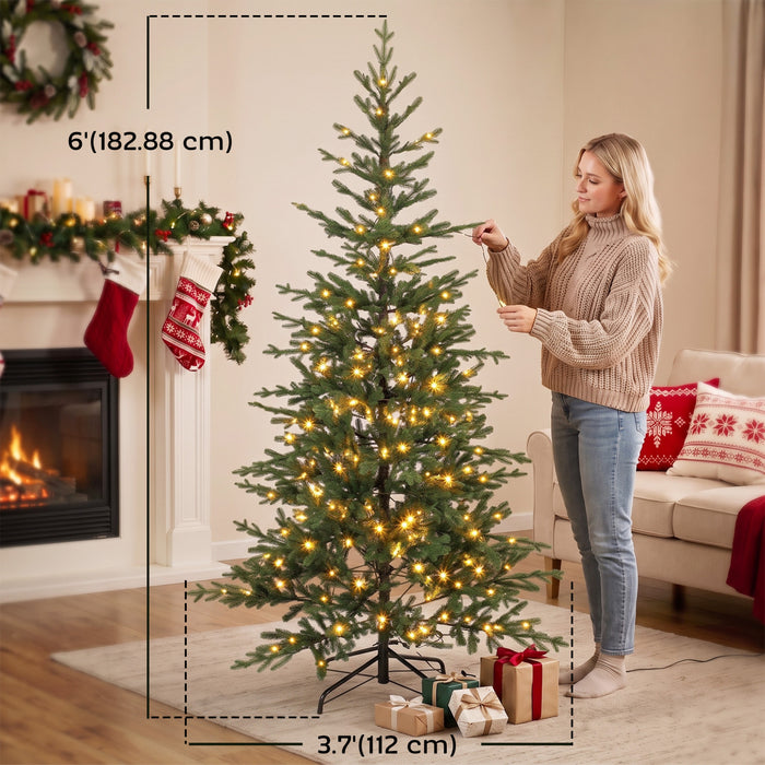 HOMCOM 6ft Prelit Sparse Christmas Tree with Downswept Hinges, Green
