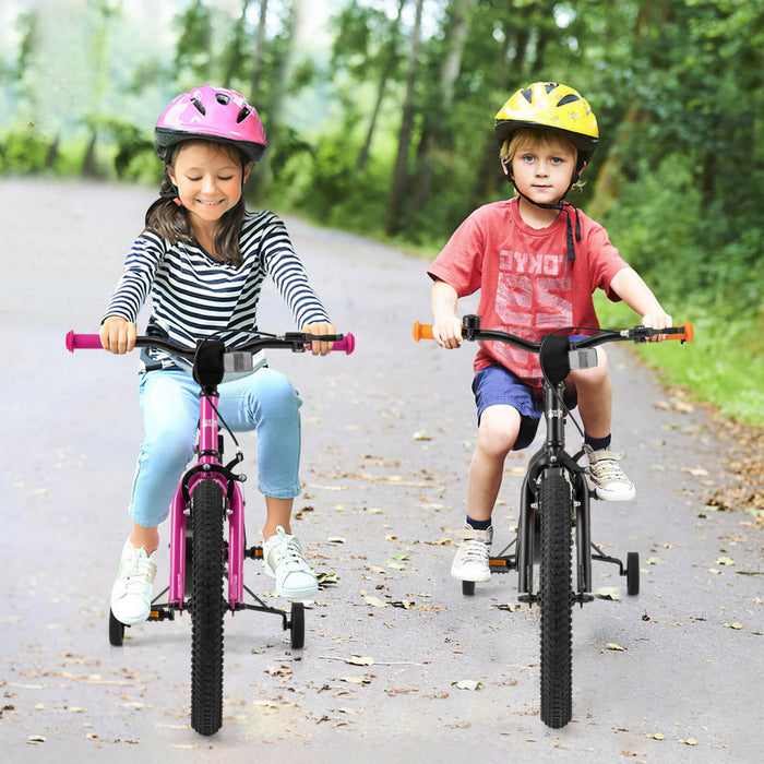 Costway 18-inch Kid's Bike For 4-8 Years Old With Adjustable Saddle & Anti-slip Handlebar Black
