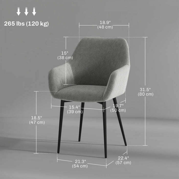 HOMCOM Dining Chairs Set of 2, Upholstered Kitchen Chairs with Backrest
