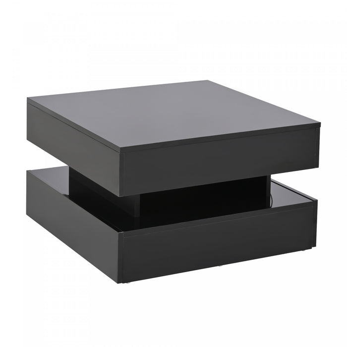 Oliver Lift-Top Coffee Table with LED Lighting and 2 Drawers,Black