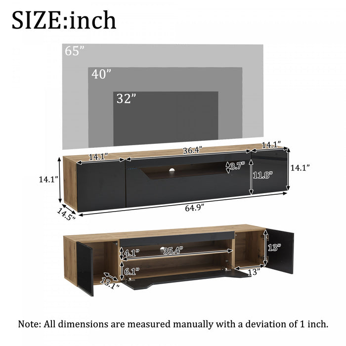 Oliver Wall-Mounted TV Cabinet with LED Lighting Storage,Black