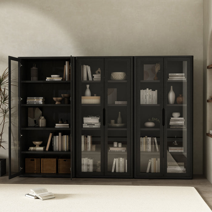 Rivington Modern 38\" Bookcase Cabinet in Black - Set of 3