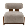 Luma Modern Boucle Lounge Chair with Rolled Backrest and Solid Wood Frame, Brown, Walnut | Luma Fauteuil de Salon Moderne en Bouclette a Dossier Enroule et Cadre en Bois Massif, Brun, Noyer
