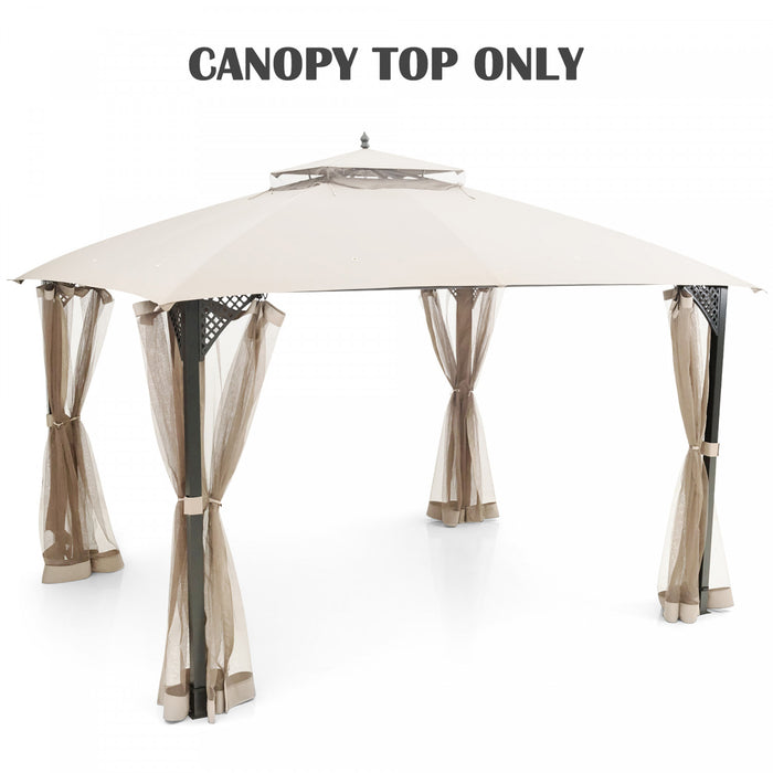 10' X 12' Patio Gazebo Replacement Top Cover 2-tier Canopy Cpai-84 Outdoor Beige
