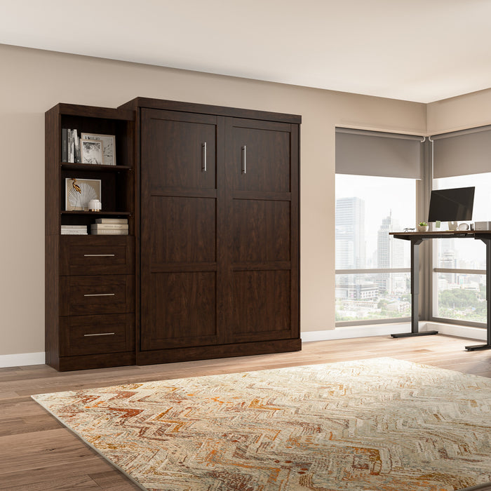 Bestar Pur Queen Murphy Bed and Storage Unit with Drawers 90-Inch Wall Bed