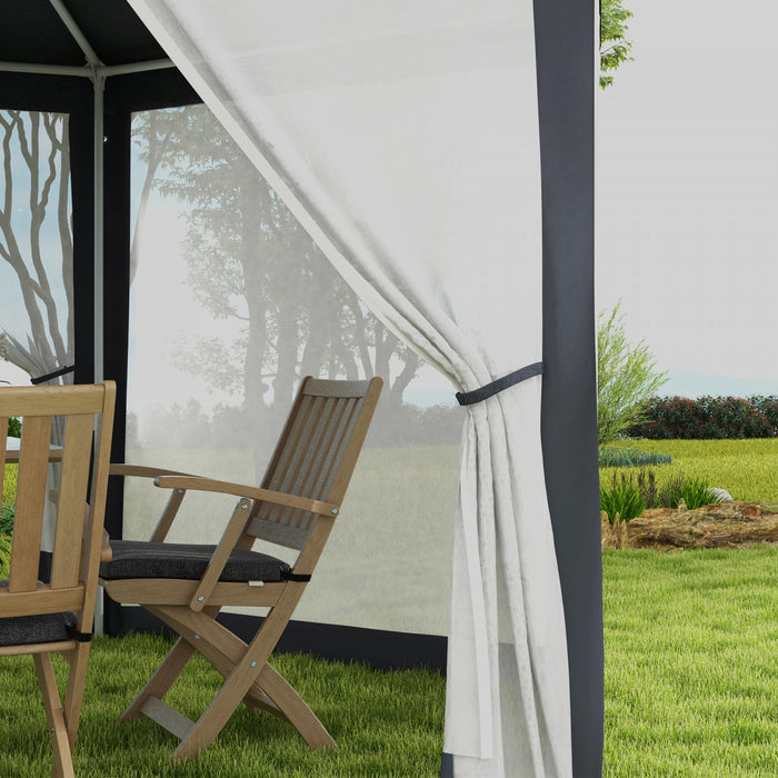 Outsunny Hexagonal Patio Gazebo Tent, Dark Grey