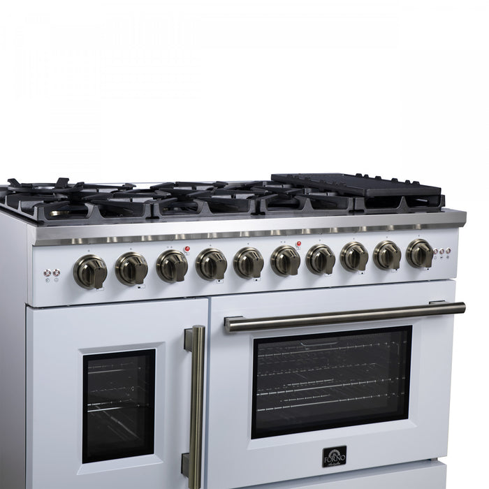 Forno Capriasca 48\" White Gas Range 6.58 cu.ft -FFSGS6460-48WHT