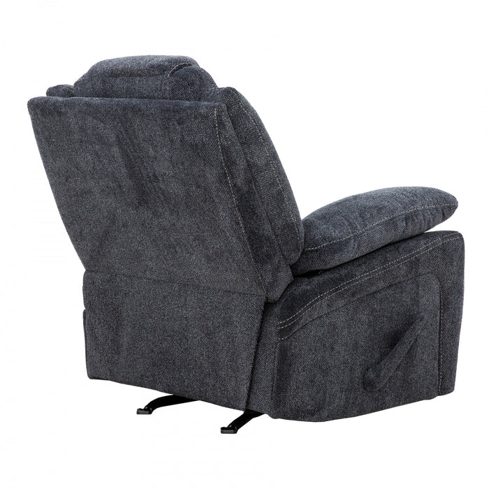 Renner 38 in. Upholstered Manual Rocker Recliner with Lever - Dark Grey