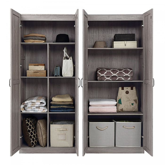 Hopkins Modern 2-Piece Wardrobe Closet in Gray Armoire