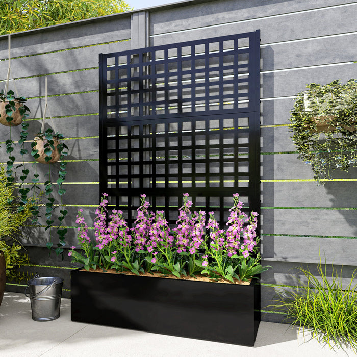 Outsunny Galvanized Planter Box with Trellis, 43\" x 16\" x 70\"