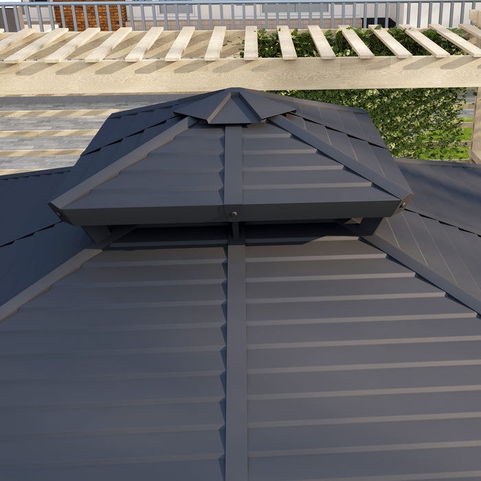 Outsunny 10' X 10' Hardtop Gazebo Outdoor Aluminum Gazebo, Dark Brown