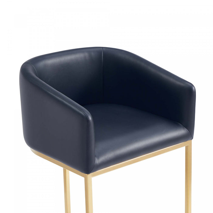 Louvre Mid-Century Modern Metal Upholstered Barstool in Black - Set of 2 Bar Stool