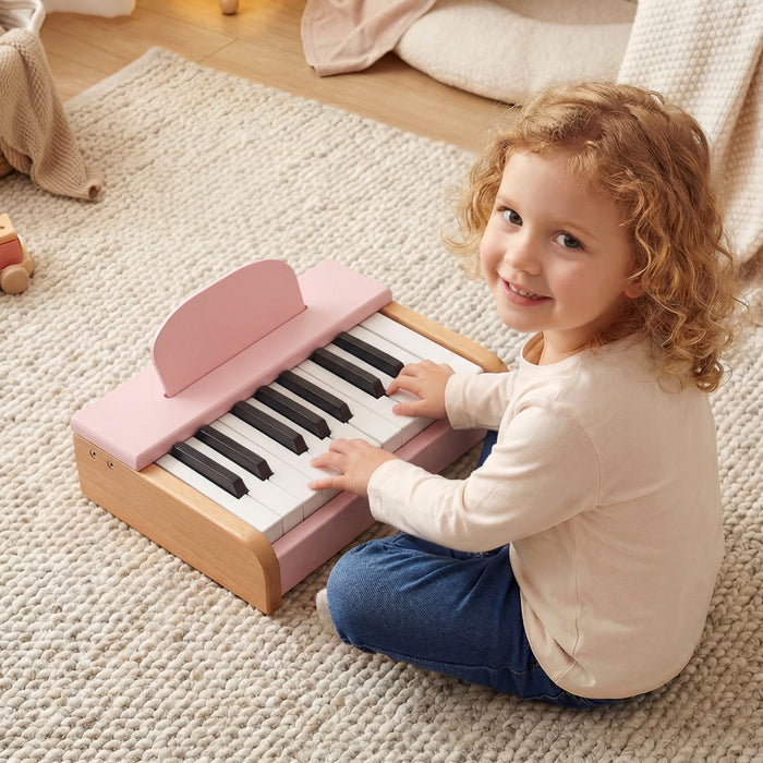 Costway 18 Keys Kids Piano Keyboard with Removable Music Stand One-key Start for Boys Girls Pink
