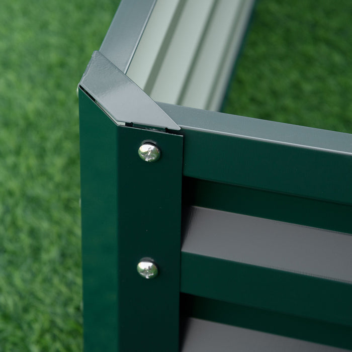 Outsunny 4' X 4' X 1' Raised Garden Bed Box With Weatherized Steel Frame For Vegetables, Flowers, & Herbs, Green