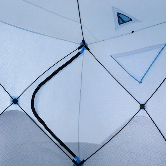 Outsunny 4-person Pop-up Ice Fishing Tent, Insulated Ice Fishing Shelter With Ventilation Windows, Double Doors And Carry Bag, For Low-temp -22℉