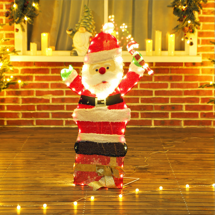 Outsunny 3ft Lighted Santa Claus, Christmas Decoration for Indoor Outdoor
