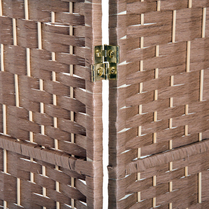 Homcom Double Hinged Woven Wicker Room Divider And Privacy Screens