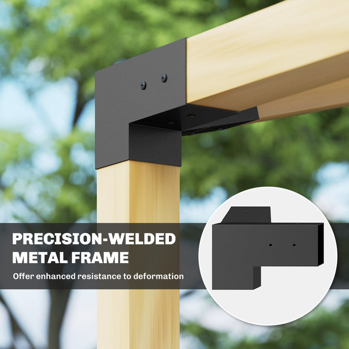 Outsunny Pergola Brackets, 15° Slanted Roof Pergola Bracket Kit, Black