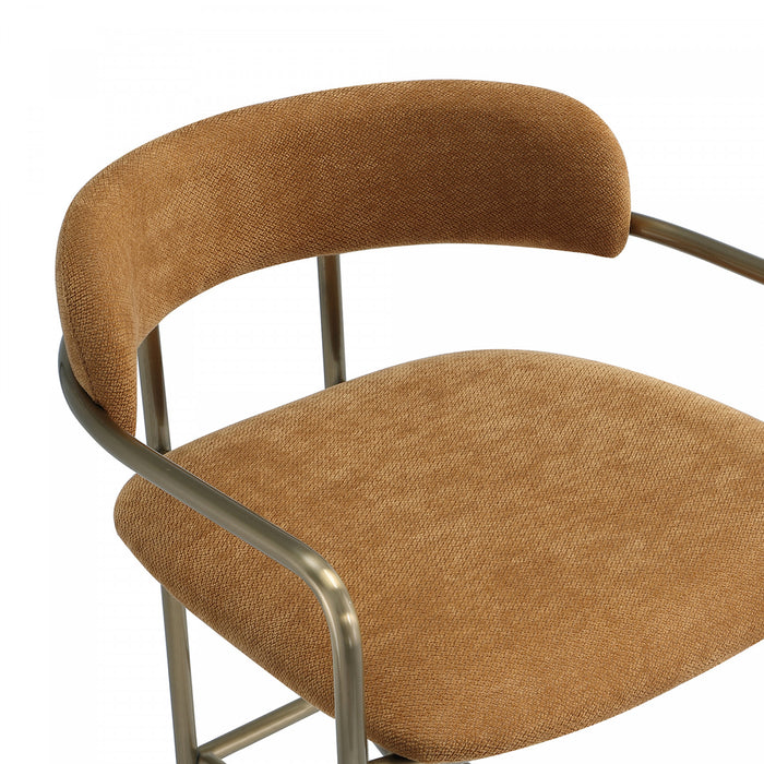 Serene Mid-Century Modern Metal Upholstered Barstool in Turmeric