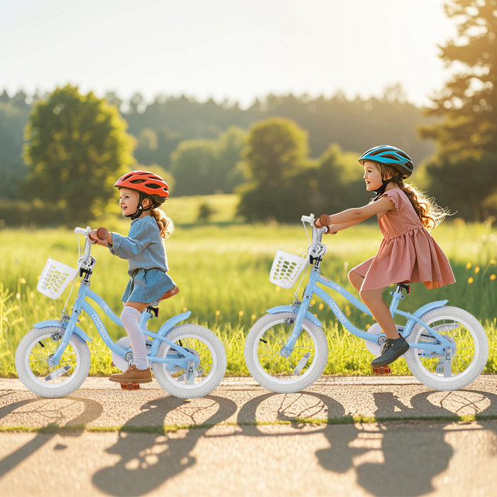 Costway 12\" Kid's Bike For 3-4 Years Old Children Bicycle With Front Handbrake Blue