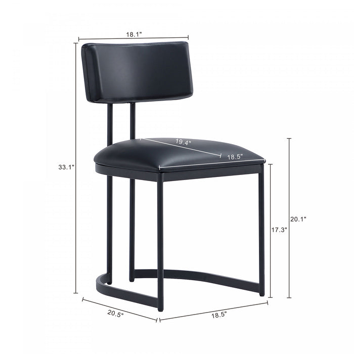 Juno Contemporary Modern Vegan Leather Metal Side Chair in Black - Set of 2