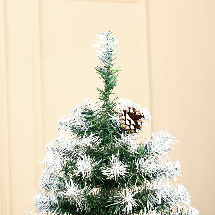 Homcom 6ft Snow Flocked Artificial Christmas Tree With 800 Realistic Branches And 61 Pine Cones