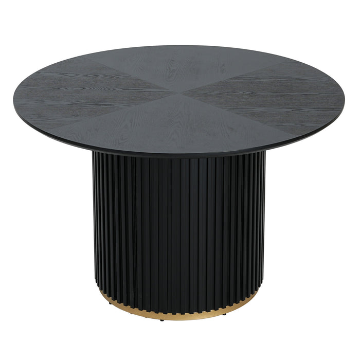 Cove 47.25\" Round Pedestal Dining Table for 4-5 People, Black