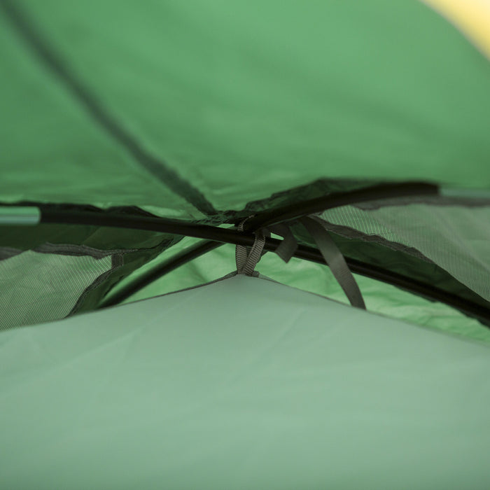 Outsunny 2-3 Person Camping Tent With Weatherproof Vestibule, 2 Rooms, Backpacking Tent With 2 Mesh Windows, Lightweight For Fishing & Hiking, Green