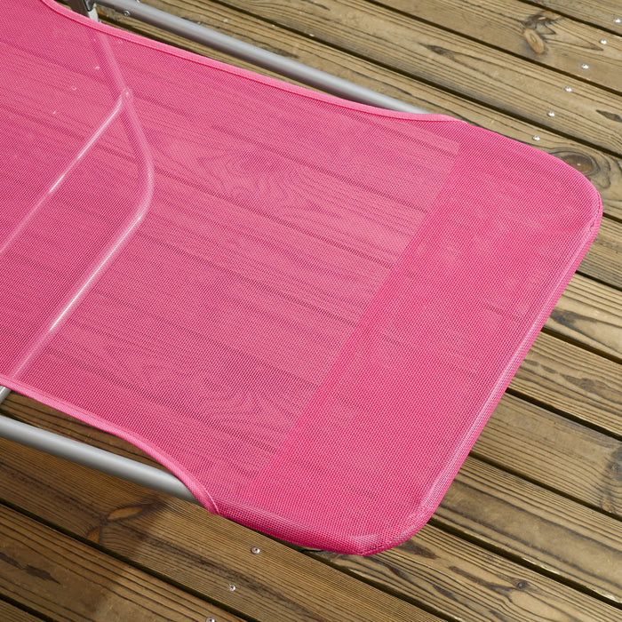 Outsunny 2-piece Folding Chaise Lounge, Reclining Sun Tanning Chairs, Pink