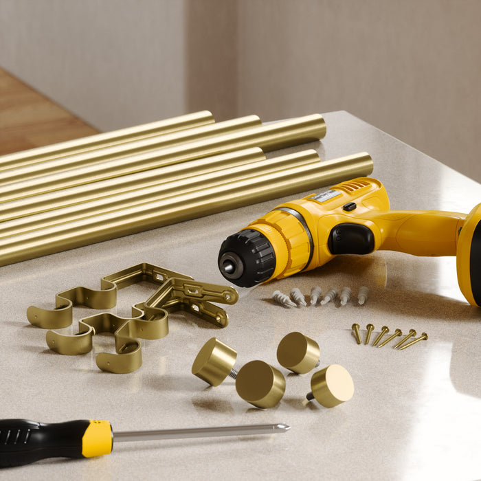 Umbra Cappa Brass Expandable Double 1\" Curtain Rod - 66\"-120\" 