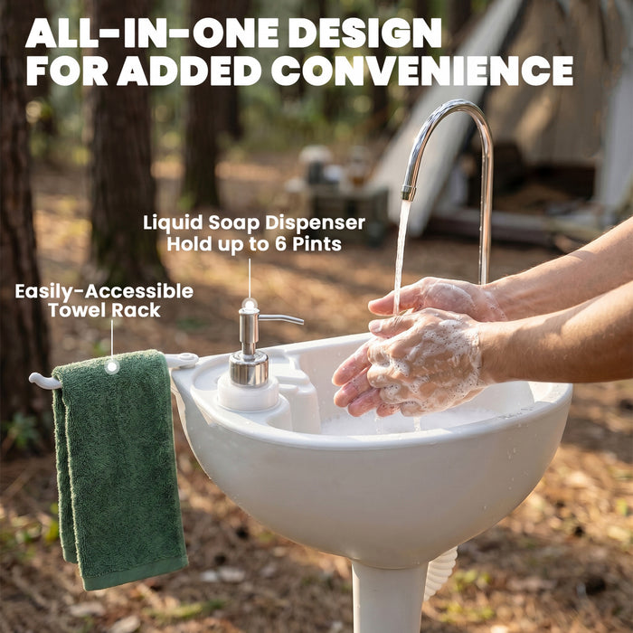 Outsunny Portable Camping Sink Hand Wash Station Basin for Outdoor