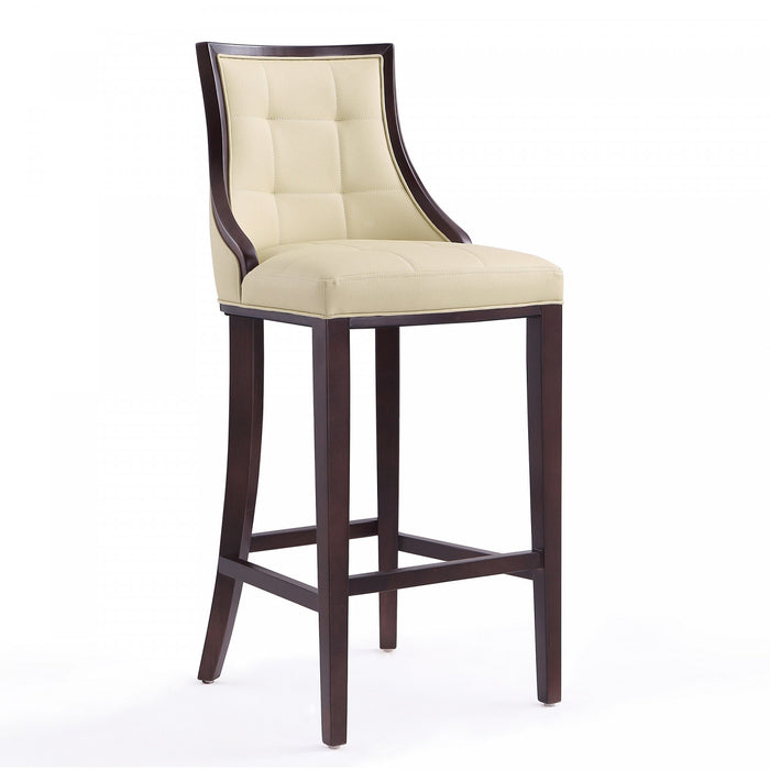 Fifth Avenue Traditional Wood Upholstered Barstool in Cream - Set of 3
