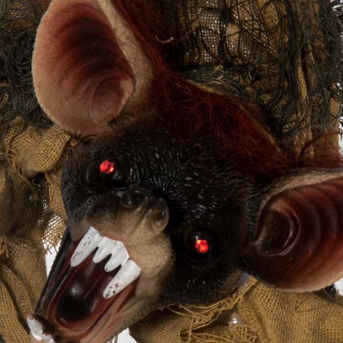 Outsunny 28\" Animated Scare Prop Hanging Bat, Indoor Halloween Decorations