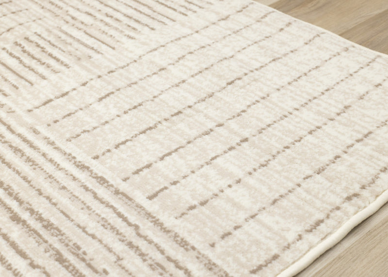 Florence Brown Cream Geometric Linework Design Rug, 7'9\" x 10'6\" Indoor Area Rug