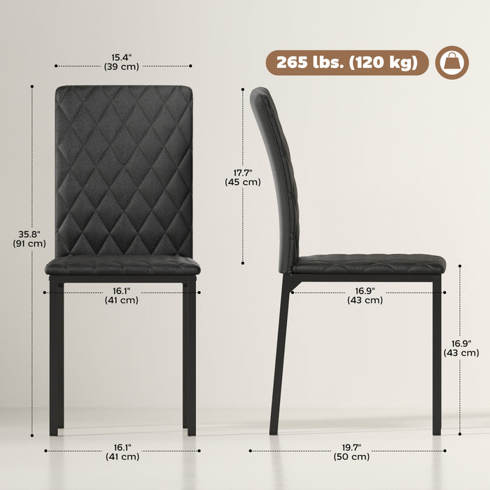 HOMCOM Dining Chairs Faux Leather Accent Chairs, Set of 4, Black