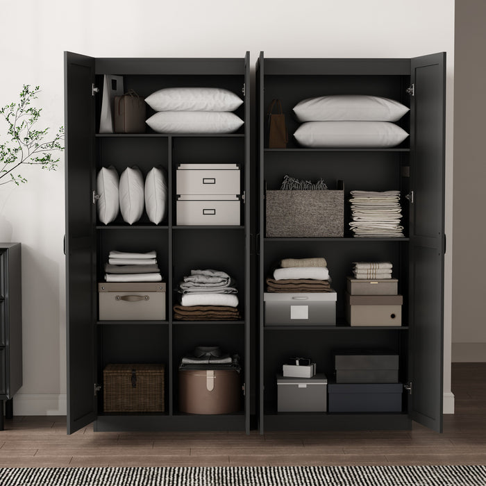 Cornelia Modern 2-Piece Wardrobe Closet in Black Armoire