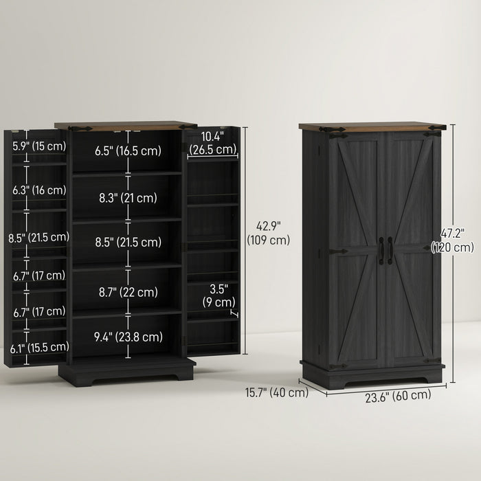 HOMCOM Kitchen Pantry Cabinet with Adjustable Shelves Storage Cabinet Black