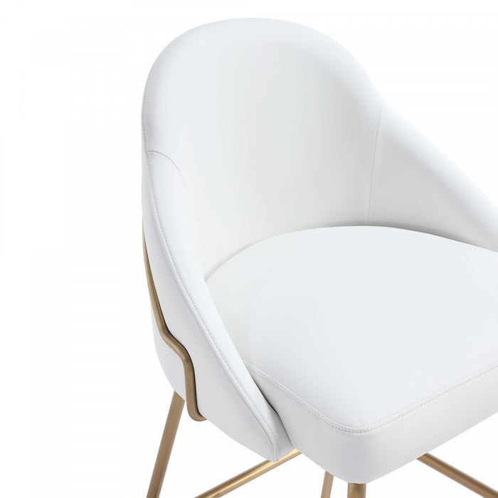 Gracie Modern Metal Upholstered Barstool in White and Gold - Set of 2