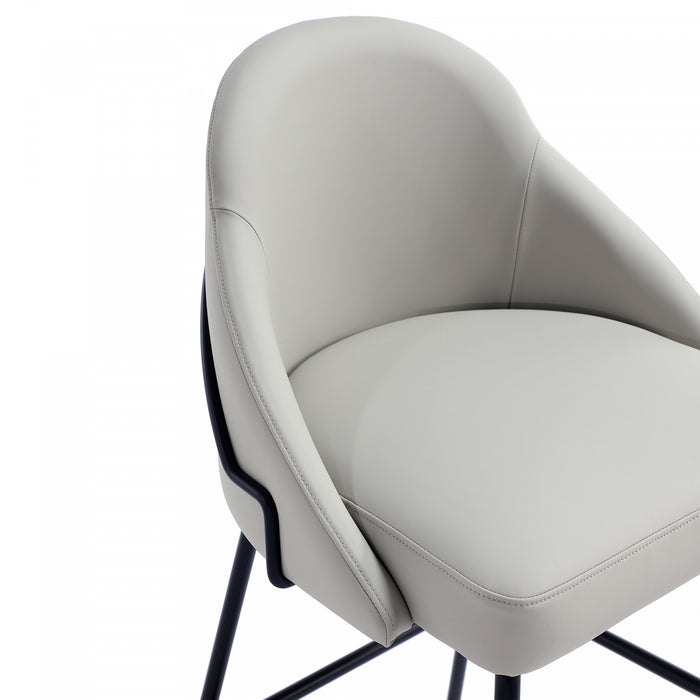 Gracie Modern Metal Upholstered Barstool in Stone Gray and Black - Set of 3