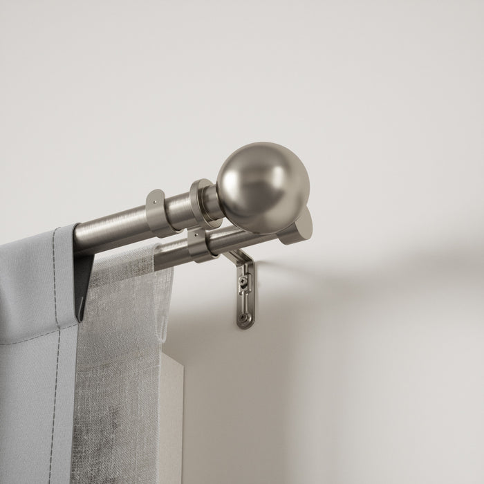 Umbra Bolas Nickel Expandable Double 1\" and 3/4\" Curtain Rod - 72\"-144\" 