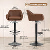 HOMCOM Bar Stools Set of 2 Adjustable Backrest, Brown