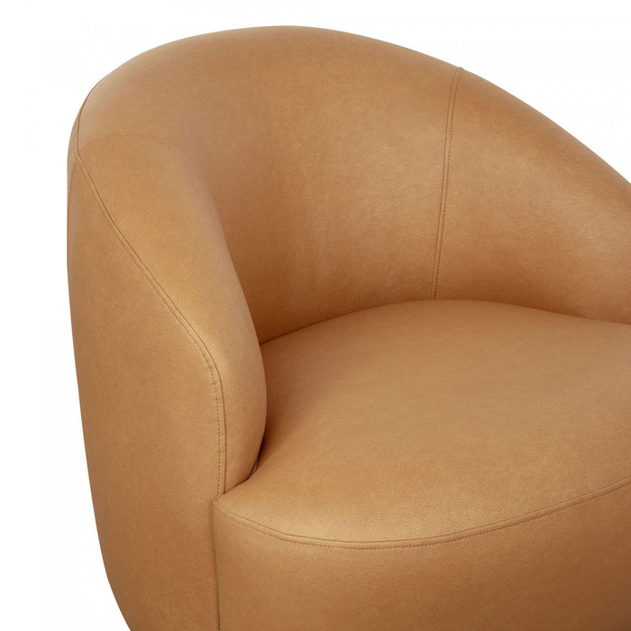 Lukas Contemporary Modern Upholstered Swivel Accent Chair in Camel