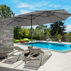Costway 15Ft Patio Double-Sided Solar LED Market Umbrella Crank 36 Lights Base Grey