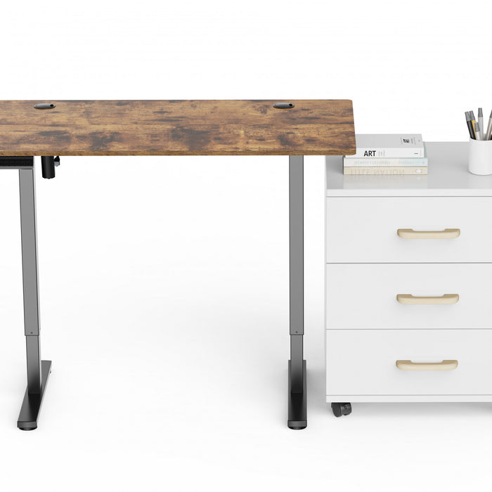 TygerClaw Sit-Stand Desk with USB Ports and Storage in Brown